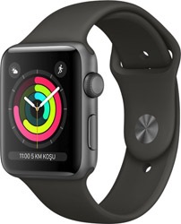 Apple  Watch Series 3 GPS 38mm Uzay Grisi Alüminyum Kasa ve Siyah Spor Kordon Akıllı Saat