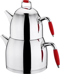 Aryıldız  Milano Prestige Kırmızı Büyük Boy Çelik Çaydanlık