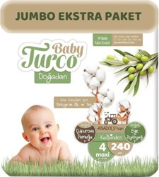 Baby Turco  Doğadan 4 Numara Maxi 240'lı Bebek Bezi