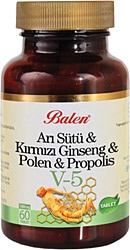 Balen  V5 Arı Sütü Kırmızı Ginseng Propolis 60 Tablet