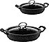 OMS  3286 Siyah 4 Parça 18-22 cm Kapaklı Granit Döküm Sahan Seti