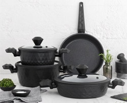 Karaca  BioDiamond Antibakteriyel Kulplu 7 Parça Tencere Seti