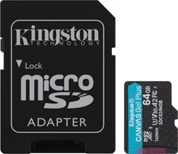 Kingston  Canvas Go Plus SDCG3/64GB Class10 UHS-I U3 A2 V30 64 GB Micro SD Kart