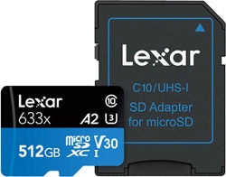 Lexar  633x Class 10 UHS-I U3 512 GB Micro SD Kart