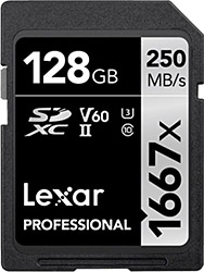 Lexar  Professional 1667x Class 10 UHS-II U3 V60 128 GB Hafıza Kartı