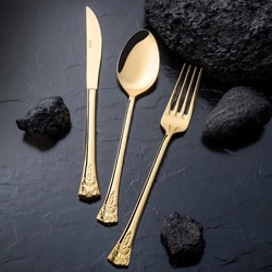 Nehir  Akasya Titanium Altın Parlak 84 Parça Deri Kutulu Çatal, Kaşık, Bıçak Takımı