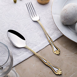 Nehir  Lalezar Altın Sade 60 Parça 12 Kişilik Çatal Kaşık Takımı