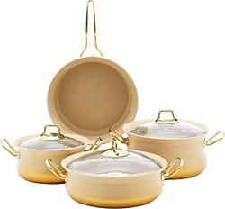 OMS  Bakraç 7 Parça Granit Krem Tencere Seti