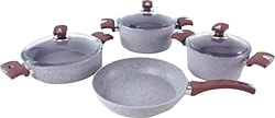 OMS  3105 Gri 7 Parça Granit Tencere Seti
