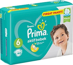 Prima  Aktif 6 Numara Extra Large 40'lı Bebek Bezi