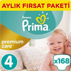 Prima  Premium Care 4 Numara Maxi 168'li Bebek Bezi