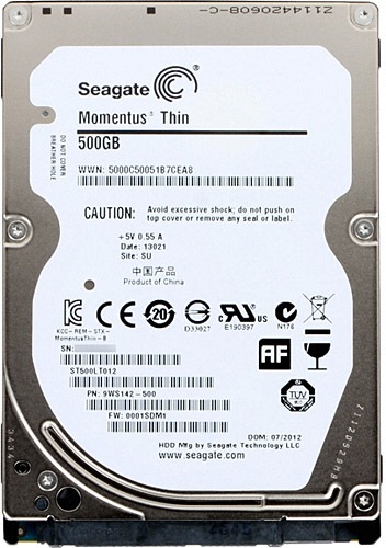 Seagate Momentus Thin ST500LT012 SATA 2.0 5400 RPM 2.5" 500 GB Harddisk ...